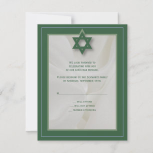 Elegant Fabric Bar Mitzvah RSVP Antwoord in groen