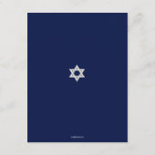 Elegant Fabric Bar Mitzvah RSVP Reply Card in Navy (Achterkant)