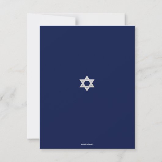 Elegant Fabric Bar Mitzvah RSVP Reply Card in Navy (Achterkant)