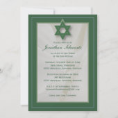 Elegant Fabric Bar Mitzvah Uitnodiging in Groen (Voorkant)