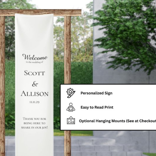 Elegant Fabric Wedding Sign Custom Welcome Banner