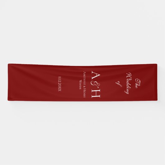 Elegant Fabric Wedding Welcome Banner - Ruby Red (Horizontaal)