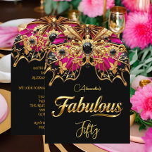 Elegant Fabulous 50 Birthday Black Gold Pink