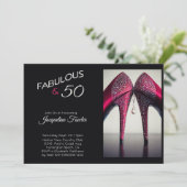 Elegant Fabulous 50 High Heels Red Glam Sparkle Kaart (Staand voorkant)