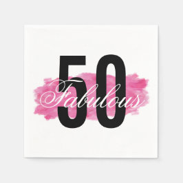 Elegant Fabulous 50 Roze Waterverf Verjaardag Servet