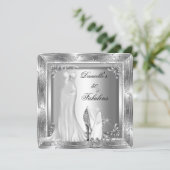 Elegant Fabulous 50 Silver-look High Hiel-schoen Kaart (Staand voorkant)