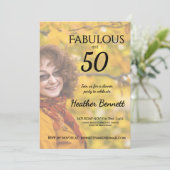 Elegant Fabulous 50Modern Photo Birthday Party  Kaart (Staand voorkant)