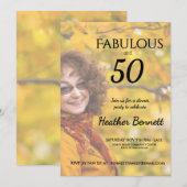 Elegant Fabulous 50Modern Photo Birthday Party  Kaart (Voorkant / Achterkant)
