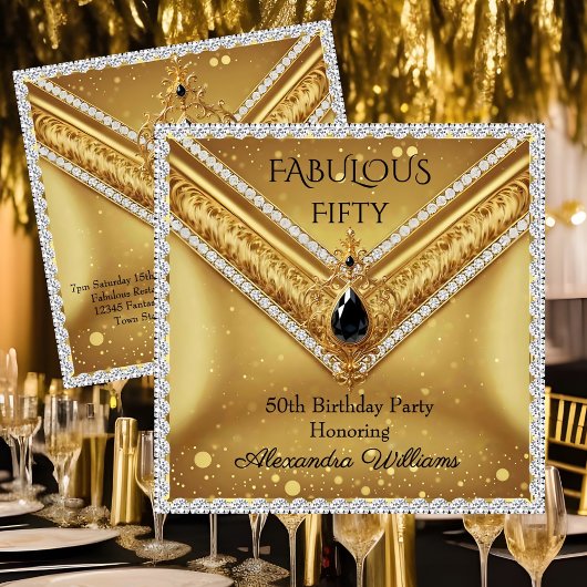 Elegant Fabulous Diamonds Gold Black Jewel Aankondiging