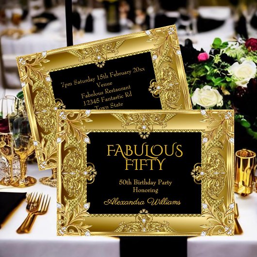 Elegant Fabulous Diamonds Gold Gems black Aankondiging