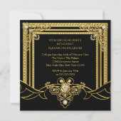Elegant Fabulous Gold Jewel Black Birthday Party Kaart (Achterkant)