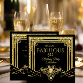 Elegant Fabulous Gold Jewel Black Birthday Party Kaart