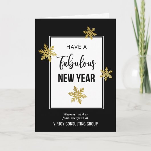 Elegant Fabulous New Year Festive Gold Snowflakes Feestdagen Kaart (Voorkant)