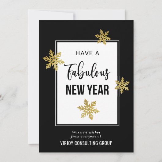 Elegant Fabulous New Year Festive Gold Snowflakes Feestdagenkaart (Voorkant)