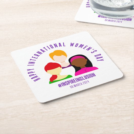 Elegant Faces Internationale Vrouwendag 8 maart Kartonnen Onderzetters (Schuin)