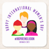 Elegant Faces Internationale Vrouwendag 8 maart Kartonnen Onderzetters (Voorkant)