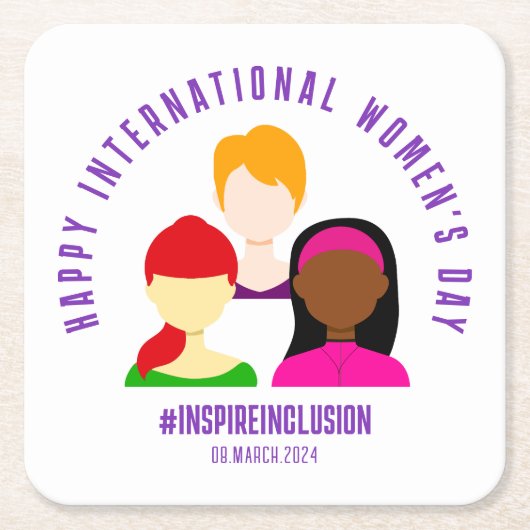 Elegant Faces Internationale Vrouwendag 8 maart Kartonnen Onderzetters (Voorkant)