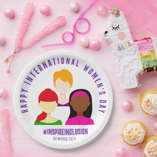 Elegant Faces Internationale Vrouwendag 8 maart Papieren Bordje (Feest)