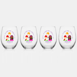Elegant Faces Internationale Vrouwendag 8 maart Wijnglas Zonder Voet