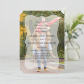 Elegant Faded Aangepaste fotokalligrafie bruiloft Kaart (Staand voorkant)