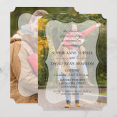 Elegant Faded Aangepaste fotokalligrafie bruiloft Kaart (Voorkant / Achterkant)
