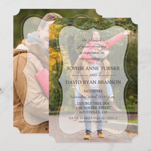 Elegant Faded Aangepaste fotokalligrafie bruiloft Kaart (Voorkant / Achterkant)