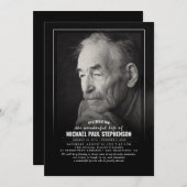 Elegant Faded Foto Black Funeral Invitation Kaart (Voorkant / Achterkant)