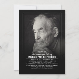 Elegant Faded Foto Black Funeral Invitation Kaart