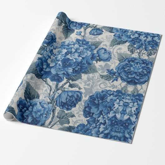 Elegant Faded Hydrangea Floral Pattern Decoupage Cadeaupapier (Uitgerold)