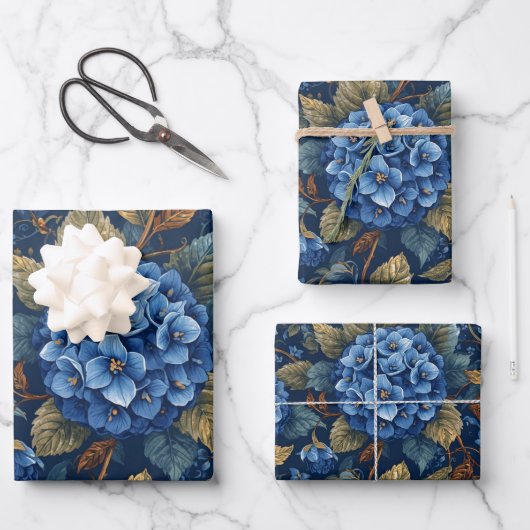 Elegant Faded Hydrangea Floral Pattern Decoupage Inpakpapier Vel (Voorkant)