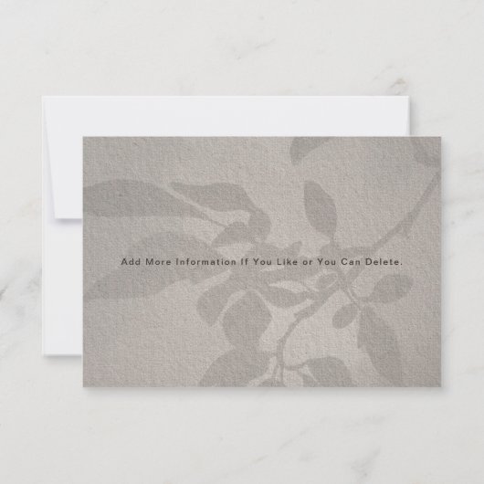 Elegant Faded Leaves RSVP Card Wedding Warm Gray (Achterkant)