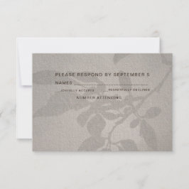 Elegant Faded Leaves RSVP Card Wedding Warm Gray Kaartje