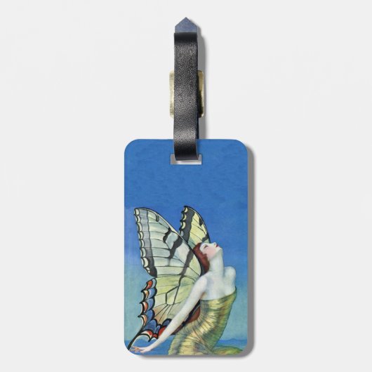 Elegant Fairy Butterfly Wings Golden Dress Bagagelabel (Achterkant verticaal)