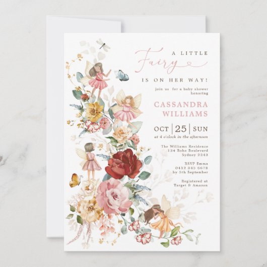 Elegant Fairy Flower Garden Girl Baby shower Kaart (Voorkant)