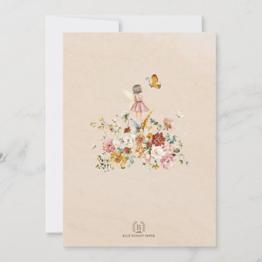 Elegant Fairy Flower Garden Girl Baby shower Kaart (Achterkant)