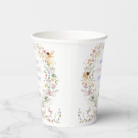 Elegant Fairy Wildflower Garden Verjaardagsfeest Papieren Bekers (Rechts)