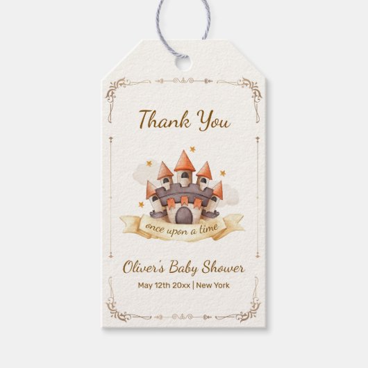 Elegant Fairytale Prince Castle Baby Shower Cadeaulabel (Voorkant)