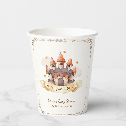 Elegant Fairytale Prince Castle Baby Shower Papieren Bekers (Voorkant)