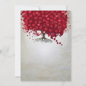 Elegant Fairytale Red Heart Leaf Tree Weddenschap Kaart (Achterkant)
