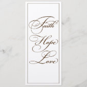 Elegant Faith Hope and Love Wedding Menu Kaart (Achterkant)