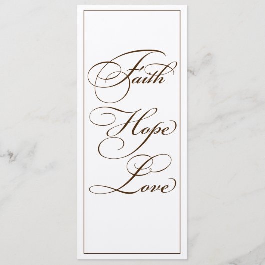 Elegant Faith Hope and Love Wedding Menu Kaart (Achterkant)