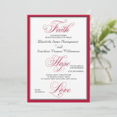 Elegant Faith Hope Love Script Weduwen Uitnodiging (Staand voorkant)