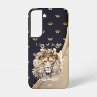 Elegant Faith Leeuw van Juda Beige Marinegoud Kron Samsung Galaxy Hoesje