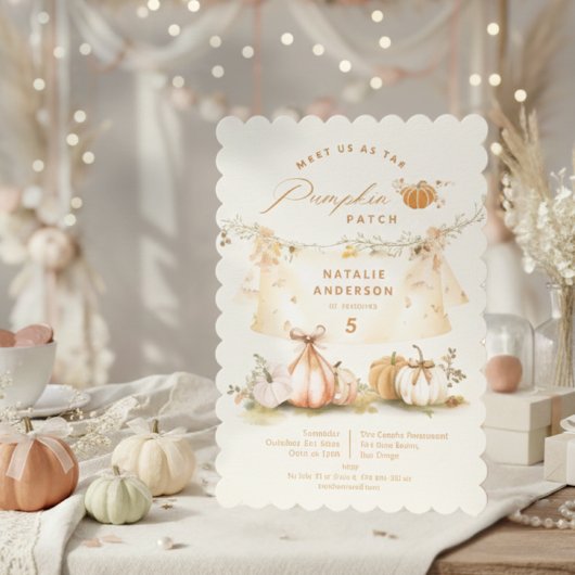 Elegant Fall Autumn Pumpkin Patch Birthday Party Kaart