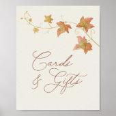 Elegant Fall Bridal Shower Cards & Gifts Sign Poster (Voorkant)