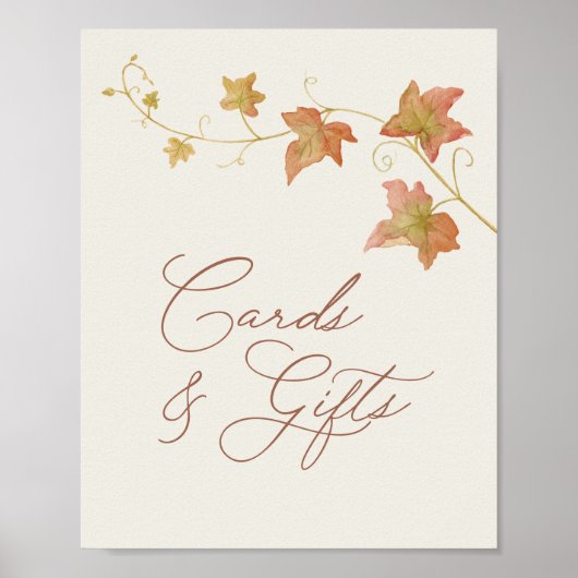 Elegant Fall Bridal Shower Cards & Gifts Sign Poster (Voorkant)
