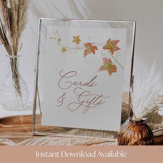 Elegant Fall Bridal Shower Cards & Gifts Sign Poster
