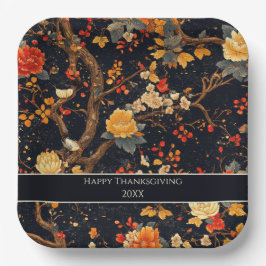 Elegant Fall Chinoiserie Paper Plate Papieren Bordje