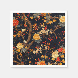 Elegant Fall Chinoiserie Paper Plate Servet