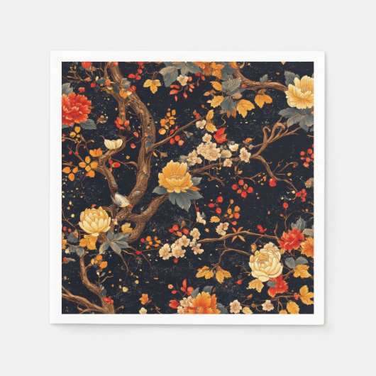 Elegant Fall Chinoiserie Paper Plate Servet (Voorkant)